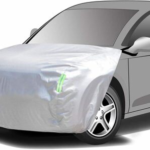  SUV/オフロード車用-Lサイズ ボンネット保護カバー 防炎フロント保護カバー 裏起毛タイプ 防塵 蛍光反射ストリップ付きの画像1