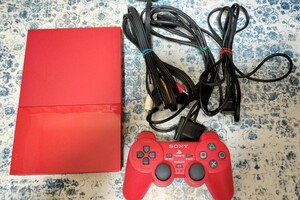 PS2 SCPH-90000 CR シナバーレッド SONY プレステ2 本体 コントローラ 薄型 PlayStation プレイステーション 赤