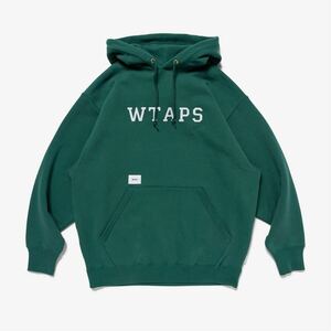 KZ7997★WTAPS : 24ss ACADEMY HOODY COTTON COLLEGE★M★緑 ダブルタップス スウェットパーカ