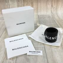 KZ8048★BALENCIAGA : レザー サイクルブレスレット★黒 /白ロゴ バレンシアガ_画像1