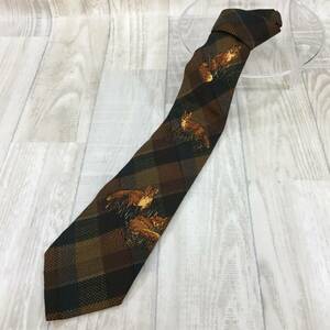 KZ8137*RalphLauren : 90's Old fox pattern silk necktie * brown group check pattern Old Ralph Lauren 