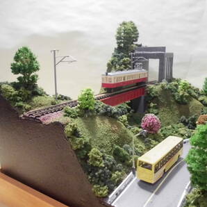  ジオラマ車両展示台 ～ガーター橋と川と道路～ 24cmX33cm 照明付きの画像6