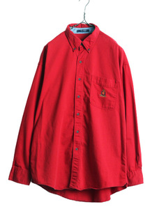 90s チャップス ラルフローレン 長袖 ボタンダウン シャツ メンズ L / 古着 90年代 オールド コットン ポロ ワンポイント ポケット付き 赤