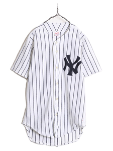 USA製 MLB オフィシャル Rawlings ヤンキース ベースボール シャツ メンズ S 程/ ゲームシャツ ユニフォーム メジャーリーグ 半袖シャツ 白