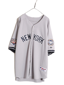 MLB オフィシャル Majestic ヤンキース ベースボール シャツ メンズ XXL 程 ユニフォーム 半袖シャツ ゲームシャツ メジャーリーグ 重ね着