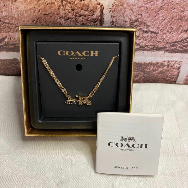 未使用COACHコーチのHORSE AND CARRIAGE DOUBLE CHAIN NECKLACE ネックレス