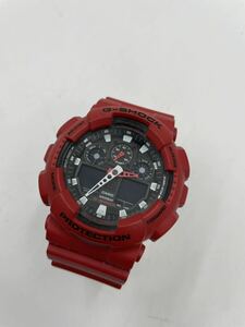 【動作未確認】CASIOカシオG-SHOCK GA-100B メンズ腕時計 ジーショック レッド 現状品