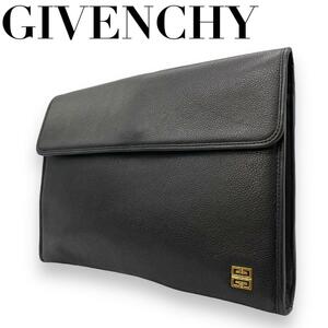 良品　GIVENCHY　ジバンシー　S24　クラッチバッグ　A4収納　レザー　黒