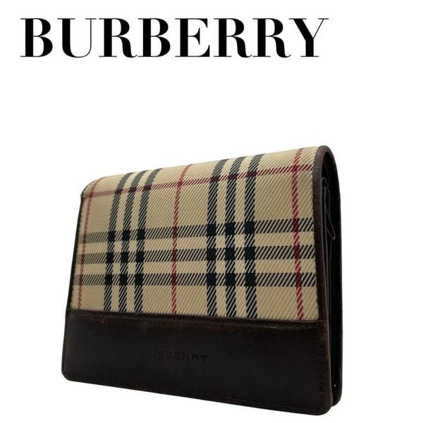 BURBERRY バーバリー　w2 ノバチェック　二つ折り　財布　キャンバス