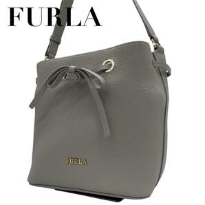 FURLA フルラ　s78 グレー　ショルダーバッグ　コスタンザ　リボン　レザー