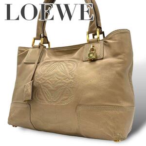 LOEWE ロエベ フスタ アナグラム トートバッグ c4 ブロンズ　レザー