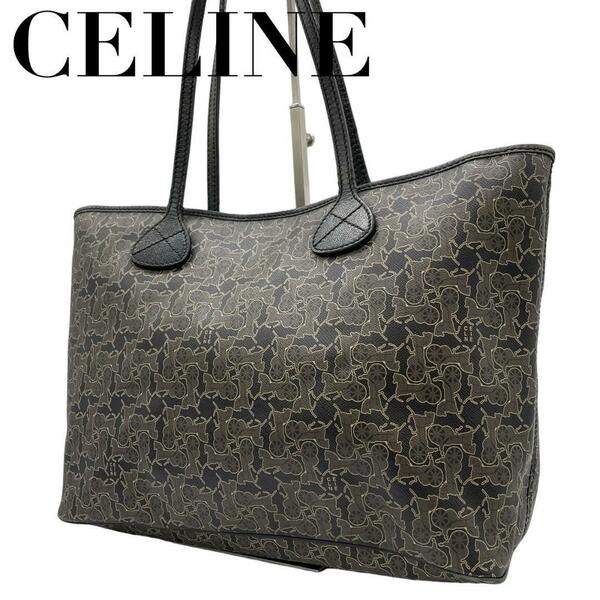 CELINE セリーヌ　馬車柄　PVC トートバッグ　e9 肩掛け可能　大容量