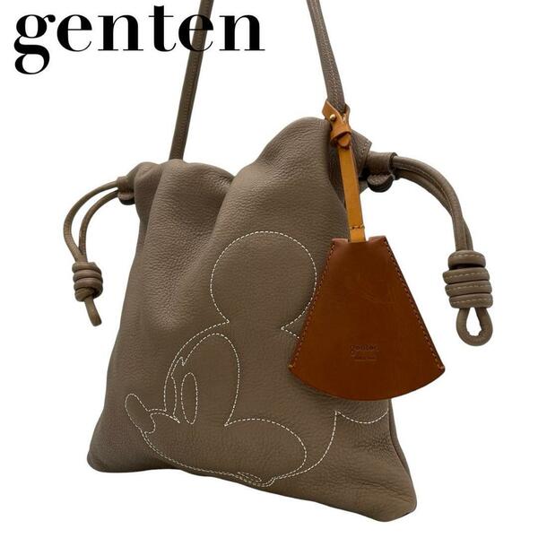 美品　genten ゲンテン　N ミッキー　コラボ　斜め掛け　ショルダーバッグ