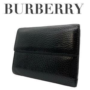 Burberry バーバリー　w1 レザー　三つ折り財布　ダブルホック　ブラック