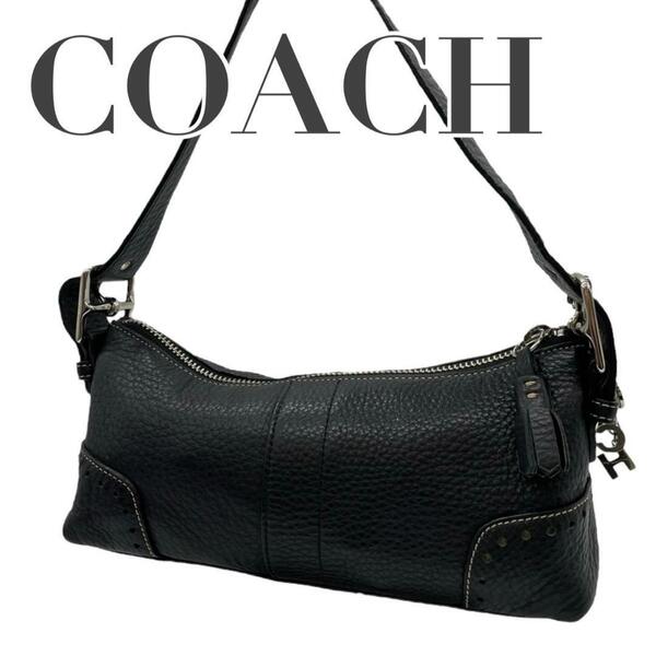 COACH コーチ　s90 レザー　肩掛け　5052 ハンドバッグ　ポーチ　黒