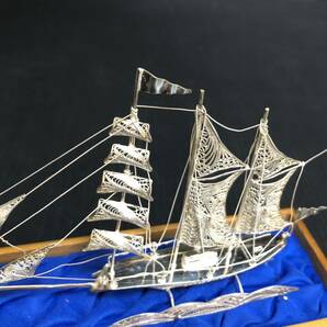 オススメ 925刻印 シルバー 帆船 船 置物 模型 アンティーク 工芸品 銀細工 オブジェ インテリア コレクションの画像6