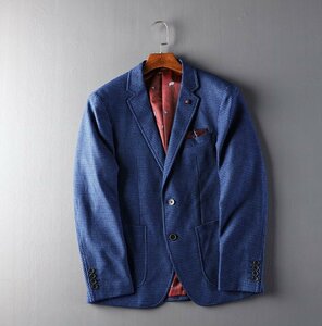 B30051【新品未使用】春物 XL 春夏の紳士 WOOL混 テーラードジャケット 美麗品