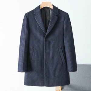 B37221【新品未使用】春物 M 春秋厚手 WOOL混 チェスターコート 美麗品