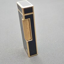 ダンヒル ライター ブラック×ゴールド系 ガスライター 着火確認済 ケース・説明書付属 dunhill 1円スタート_画像3