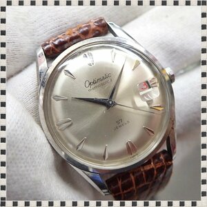 Optimatic memoscope 1150-273 silver face Date 57 stone self-winding watch 35mm men's wristwatch Vintage 1 jpy start 