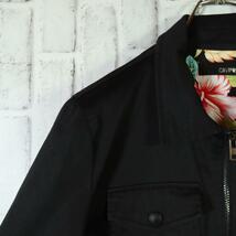 【こなれコーデ】総柄ライナー 花柄 刺繍 アーチロゴ ブラック ジャケット M_画像2