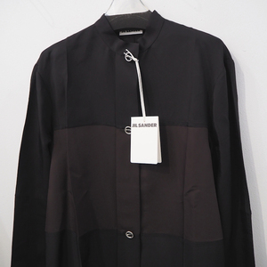 新品 定価159500円 ジルサンダー 22ss バンドカラー 長袖 シャツ 黒 ブラック レディース S M L XL メンズ JIL SANDER ブラウス 春夏 切替