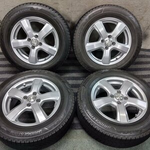 パT8863■195/65R15 BRIDGESTONE BLIZZAK VRX3 社外ホイール 6J 4H PCD100 2021年製 スタッドレス 4本★条件付送料無料★バリ溝 7～8分山