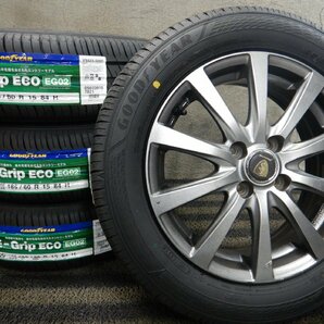 新品夏タイヤ J2T7982■185/60R15 GOODYEAR E-Grip ECO EG02 MANARAY 5.5J 4H PCD100★条件付送料無料★フィット アクア ヴィッツ スイフトの画像1