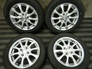 パT8763■165/65R14 DUNLOP ENASAVE EC204 Weds 5J 4H +39 PCD100 23年 バリ溝 夏タイヤ★条件付送料無料★ハスラー ソリオ ルーミー