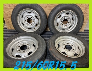 SHF465■215/60R15.5 110/108 L LT　4本価格　BRIDGESTONE DURAVIS　激安　送料無料　15.5インチ 6J +49 6穴 PCD139.7 ハブ径102㎜