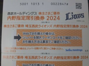 20枚セット×数量2★西武株主優待★ベルーナドーム指定席引換券