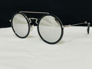 Yohji Yamamoto ヨウジ ヤマモト サングラス YY5010 001 ミラーレンズ 未使用 美品 伊達メガネ 丸型 ダブルブリッジ