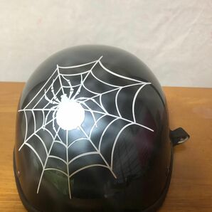 ヘルメット　バイク　中古　黒　ハーフヘルメット　半帽　蜘蛛の巣