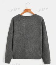 カーディガン グレー ニットカーディガン SHEIN EZwear レディース カーディガン ボタン斜め 新品　送料込み_画像3