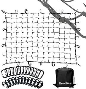 カーゴネット 90×120cm 車用 伸縮性ゴム ルーフネット ラゲッジネット 荷物落下防止 天井 ルーフキャリア ツーリング ル
