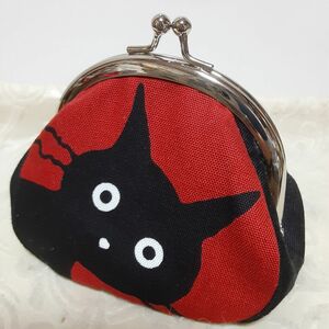 がま口ポーチ小物入れ猫ちゃんココランド レッド ハンドメイド