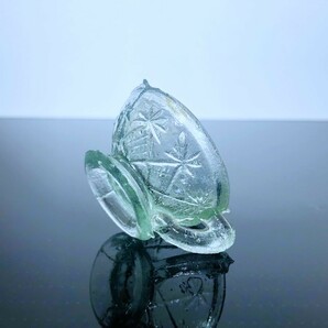 ペロペロ ままごと 淡いアクア色 楓レリーフ ティーカップ 食器 ミニチュア プレスガラス 玩具 検索 おはじき 金平糖 盃 氷コップの画像2
