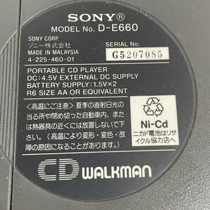 【昭和レトロ】SONY ソニー CD ウォークマン D-E660 附属品付 の画像7