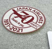 JAPAN AIRLINES 70周年 ・ステッカー・コースター？　2枚セット　日本航空　記念　JAPAN AIRLINES AMABIE シール メッセージ カード？_画像4