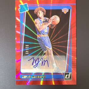 2021-22 Donruss Basketball Miles McBride Red Laser Rated Rookie Auto /49 Knicksの画像1