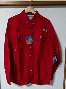 【新品未使用】Columbiaコロンビア◆PFG ナイロン フィッシングシャツ◆RED◆サイズM Columbia レッドRED