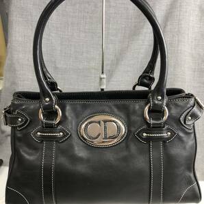 IZ0271  Christian Dior クリスチャンディオール  レザー バッグ Black イタリア製 外袋付きの画像1