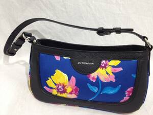 * JIM THOMPSON Jim Thompson Mini shoulder bag handbag Mini bag blue blue floral print leather Thai unused . close beautiful goods 