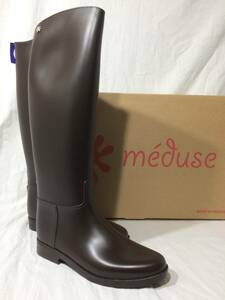 ^ tag attaching unused goods medusemete.-s franc boa rain boots / long boots / boots / lady's MED00012-999 size 38/ approximately 25cm France made 