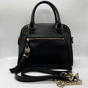 美品 MICHAEL KORS マイケルコース 2way ハンドバッグ チェーンショルダーバッグ レザー 肩掛け タッセル 黒 ブラック 冊子付