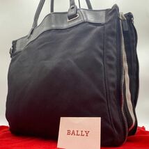 1円【希少/マチ拡張】BALLY バリー トートバッグ メンズ ビジネス トレインスポッティングA4可 大容量 ナイロン レザー 本革 ブラック_画像1