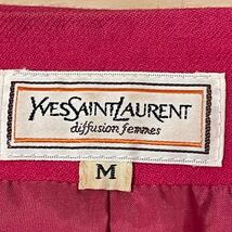 90s YVES SAINT LAURENT イヴサンローラン クロップド 金ボタン ベロア切り替え セットアップ スーツ ジャケット スカート ピンク vintage _画像7