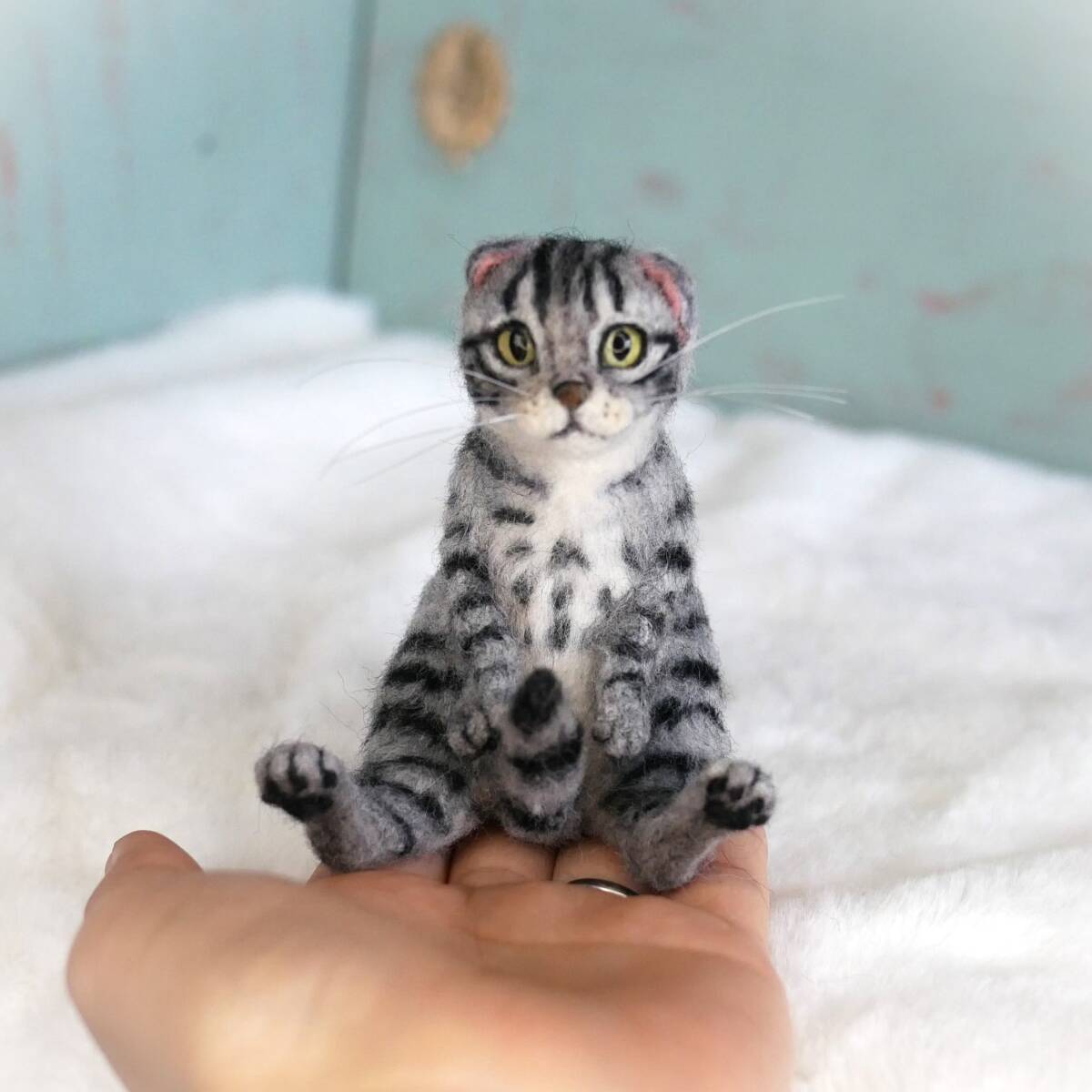 ◆malta Maltese cat wool felt hand-held kitten miniature Scottish fold handmade, toy, game, stuffed toy, Wool felt