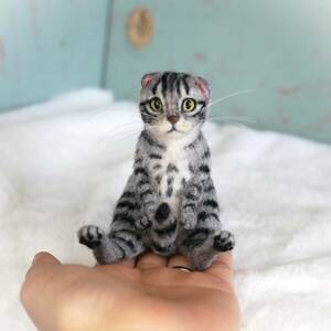 Art hand Auction ◆malta马耳他猫 毛毡手握小猫微型苏格兰折耳猫手工制作, 玩具, 游戏, 毛绒玩具, 羊毛毡