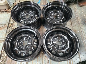 ナカテツ 14×7J+20&8J+6 4H100 ハブ径58mm 4本no.263 加工鉄チン 深リム スチール 加工てっちん